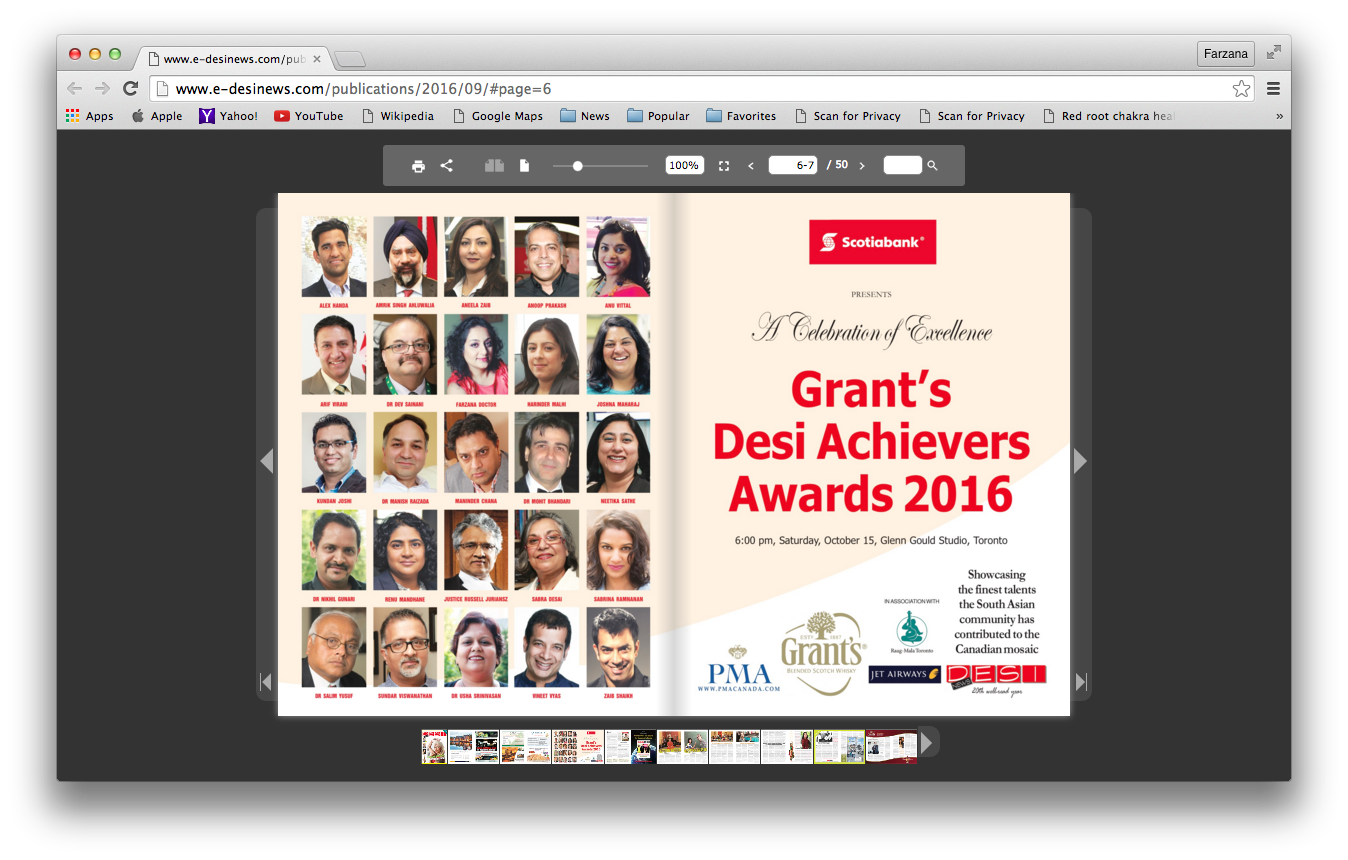 grant"s desi achievers award